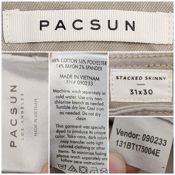 Pacsun Men's Khaki Color Stacked Skinny Leg Modern Jeans 31x30 - Picture 9 of 15